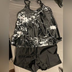 Brand new with tags black and white tankini